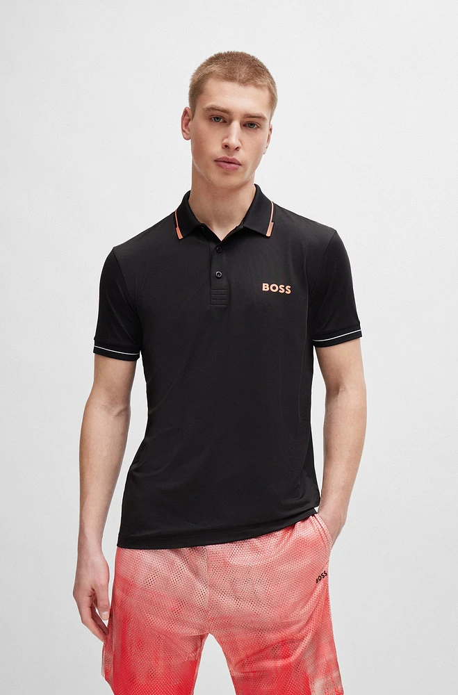 Slim-fit polo shirt with contrast logos