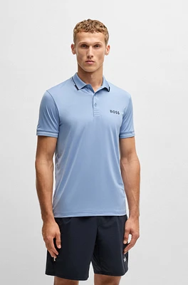 Slim-fit polo shirt with contrast logos