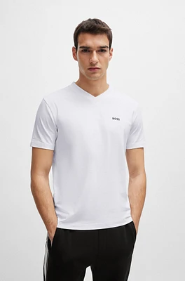 Stretch-cotton regular-fit T-shirt with contrast logo