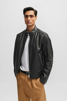 Regular-fit jacket grained leather