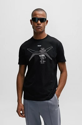 Cotton-jersey T-shirt with crew neck and seasonal artwork