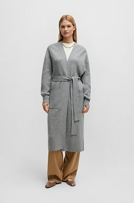 Belted cardigan virgin wool and cashmere