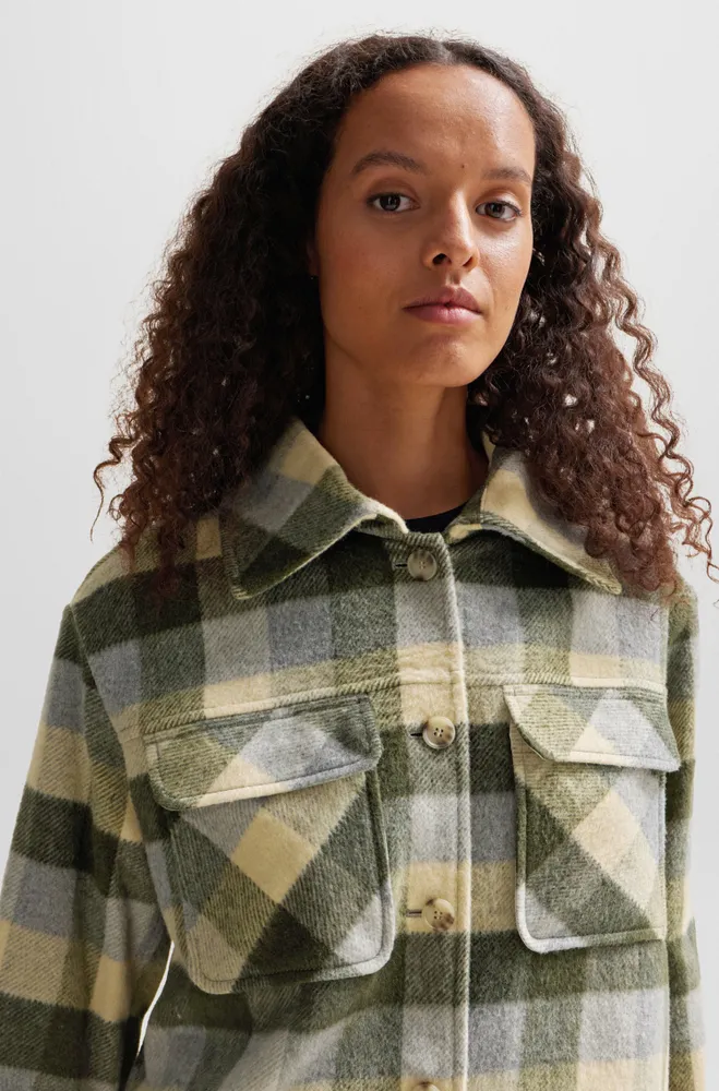 Relaxed-fit jacket checked fabric with patch pockets