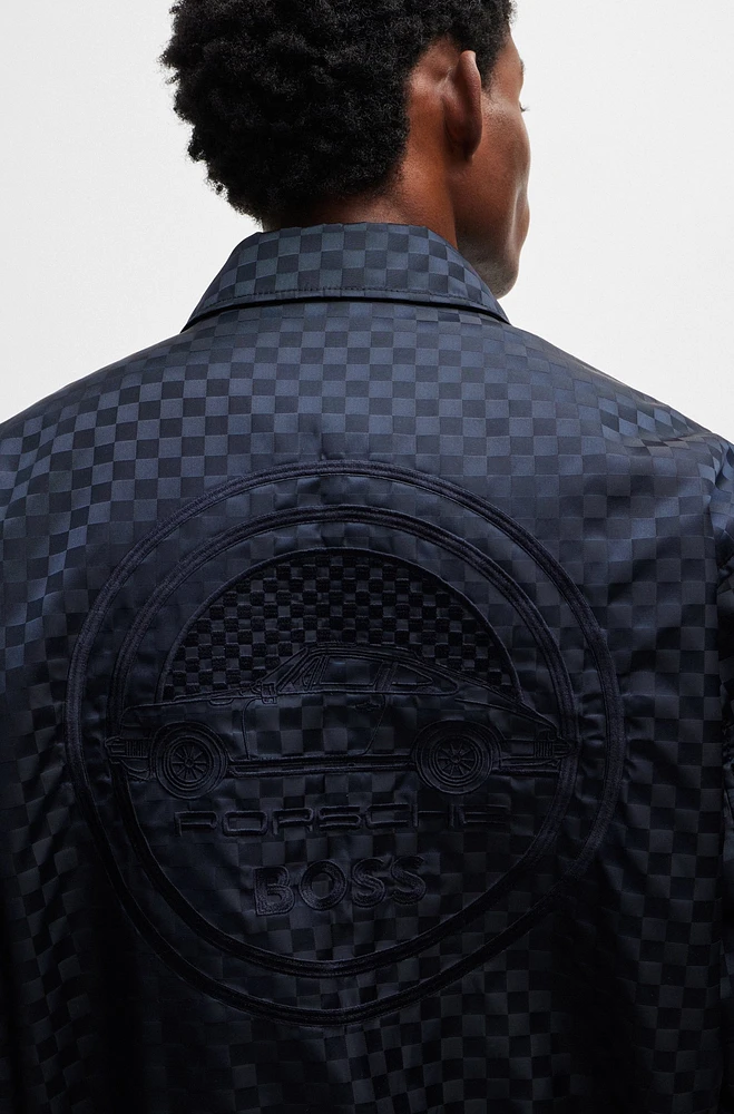 Chaqueta Porsche x BOSS en jacquard de cuadros con detalle la colaboración