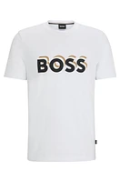 BOSS - Cotton-jersey T-shirt with logo signature colors White