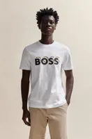 BOSS - Cotton-jersey T-shirt with logo signature colors White