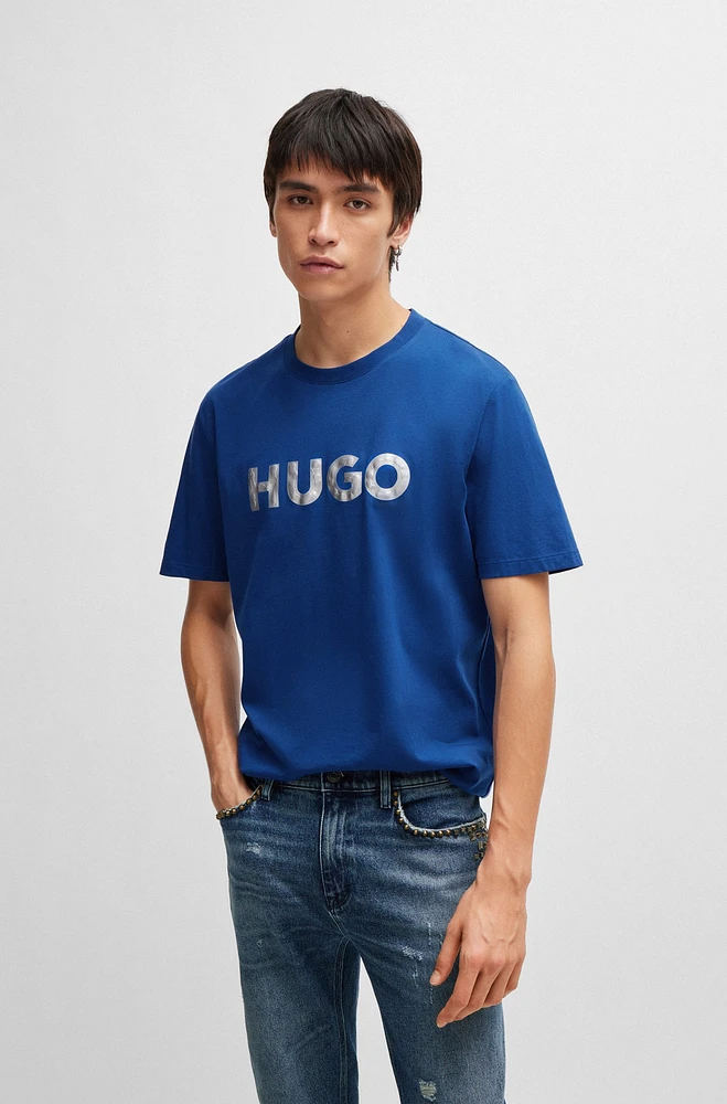 Camiseta de punto algodón con logo en 3D