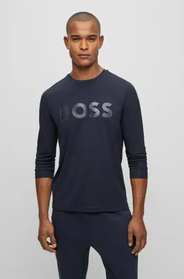 Stretch-cotton T-shirt with mirror-effect logo