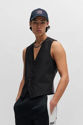 Extra-slim-fit waistcoat with flame artwork