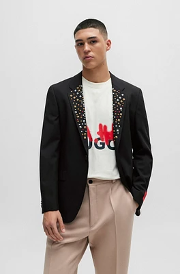 Slim-fit jacket with studded lapels