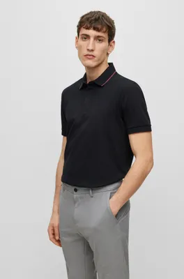 Slim-fit polo shirt cotton piqué with logo