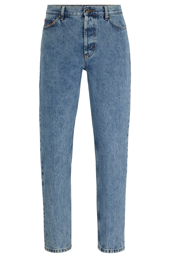 Tapered-fit jeans blue rigid denim