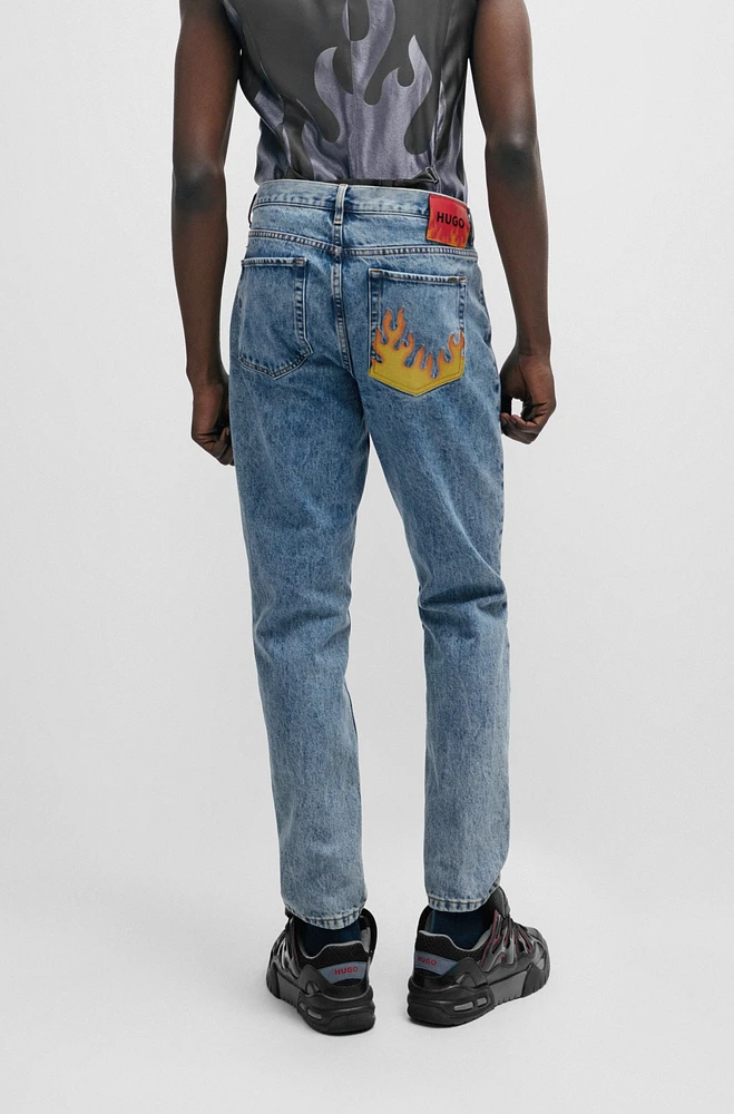 Tapered-fit jeans blue rigid denim