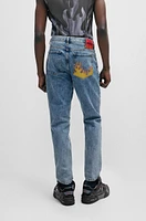 Tapered-fit jeans blue rigid denim