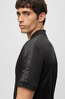 BOSS - Interlock-cotton polo shirt with structured trims Black