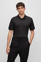 BOSS - Interlock-cotton polo shirt with structured trims Black