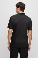 BOSS - Interlock-cotton polo shirt with structured trims Black