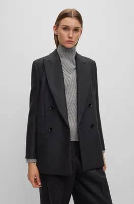 Regular-fit jacket wool-blend twill