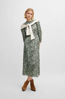 Long-sleeved dress printed canvas with buttoned placket