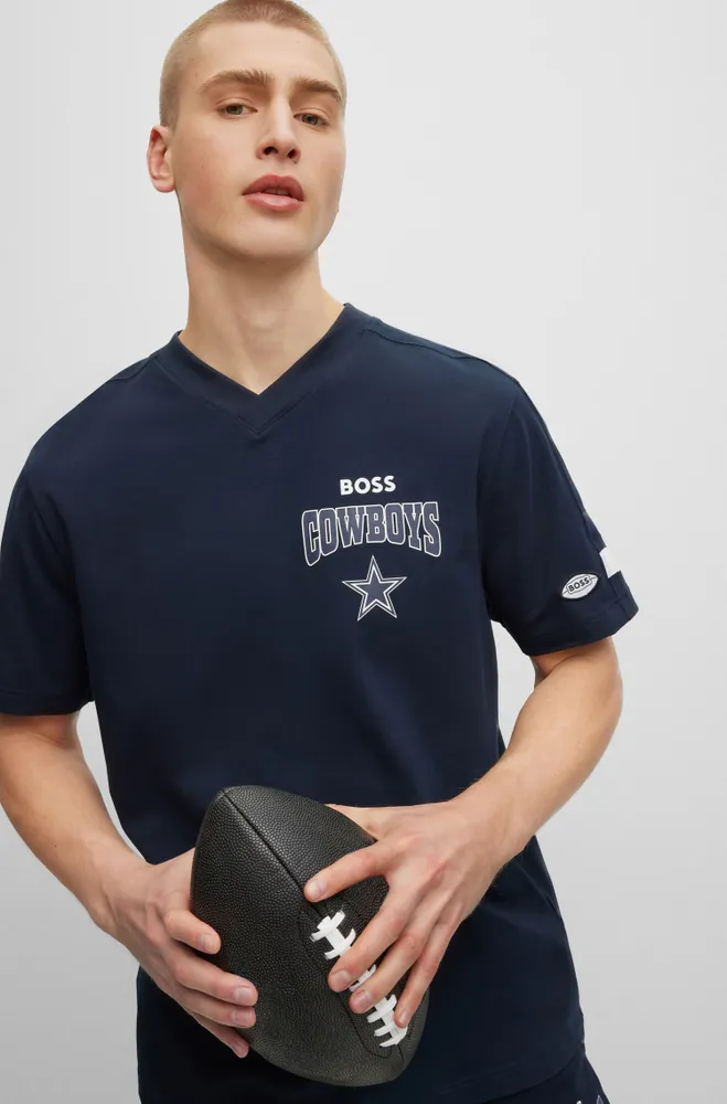 Boss x NFL Stretch-cotton T-Shirt with Collaborative Branding - Cowboys - Small