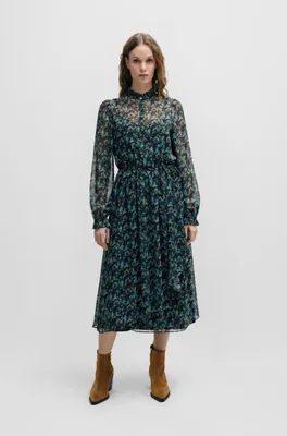 Regular-fit midi dress with digital print