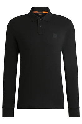 Stretch-cotton slim-fit polo shirt with logo patch