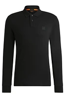 Stretch-cotton slim-fit polo shirt with logo patch