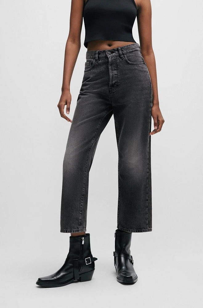 Modern-fit wide-leg jeans black denim