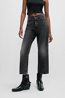 Modern-fit wide-leg jeans black denim