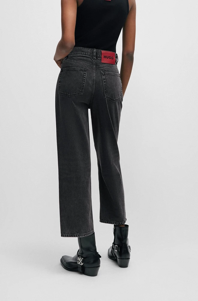 Modern-fit wide-leg jeans black denim