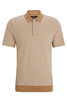 Bubble-structure polo shirt cotton and cashmere