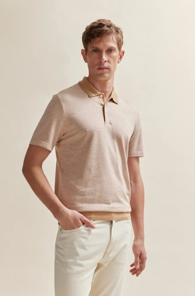 Bubble-structure polo shirt cotton and cashmere