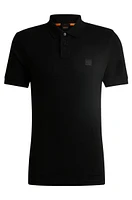 Stretch-cotton slim-fit polo shirt with logo patch