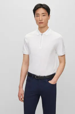 Structured-cotton slim-fit polo shirt with zip placket