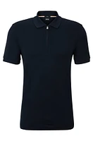 Polo slim fit de algodón con estructura y tapeta cremallera