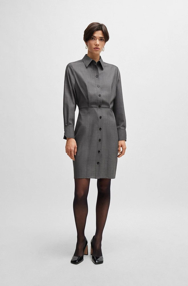 Shirt-style regular-fit dress virgin wool