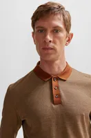 Geometric-pattern polo shirt cotton and wool