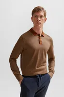 Geometric-pattern polo shirt cotton and wool