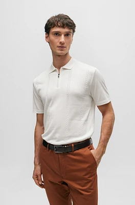 Zip-neck polo shirt cotton and silk