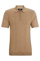 Zip-neck polo shirt cotton and silk