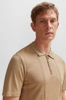 Zip-neck polo shirt cotton and silk