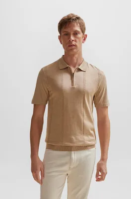 Zip-neck polo shirt cotton and silk