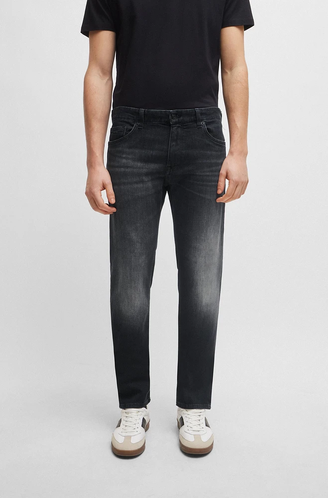 Regular-fit jeans black Italian cashmere-touch denim