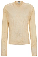 BOSS - V-neck sweater a crinkled knit with metalized fibres Light Beige