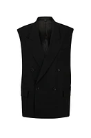 Oversized-fit sleeveless jacket stretch wool