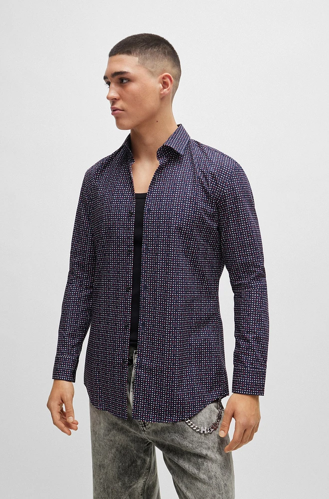 Slim-fit shirt printed cotton poplin