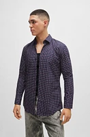 Slim-fit shirt printed cotton poplin