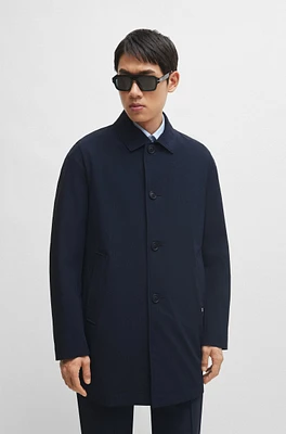 Regular-fit button-up coat stretch material