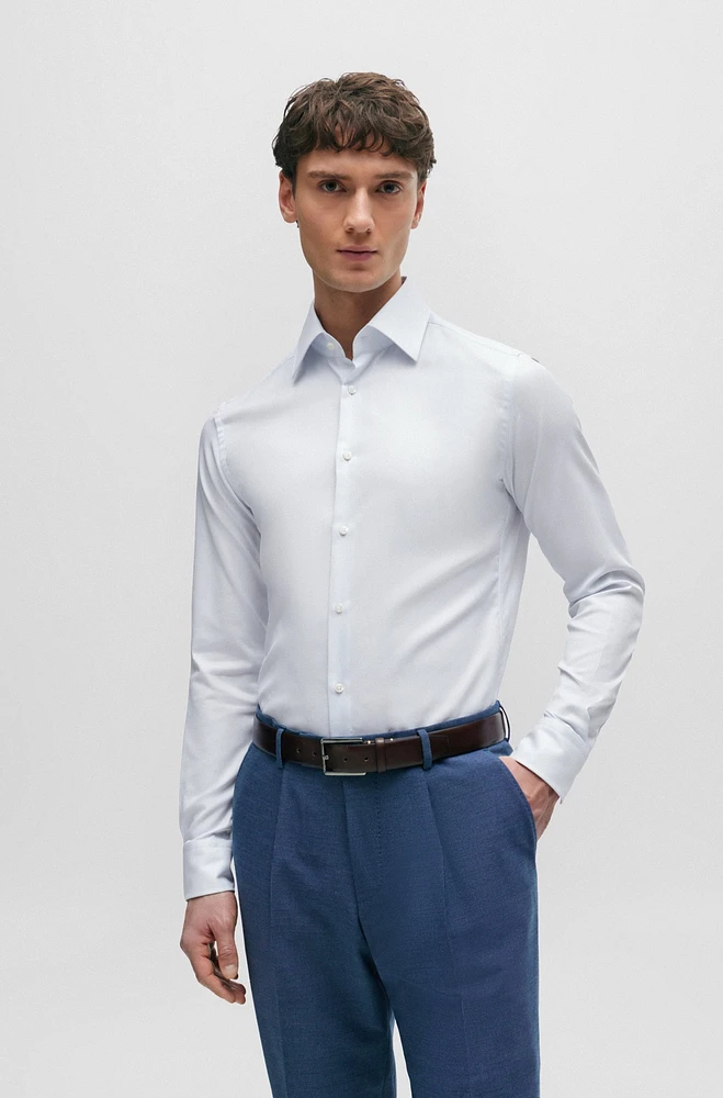 Slim-fit shirt cotton dobby with angled cuffs