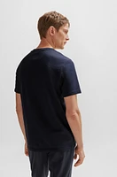 Camiseta regular fit de algodón y seda con dibujo geométrico